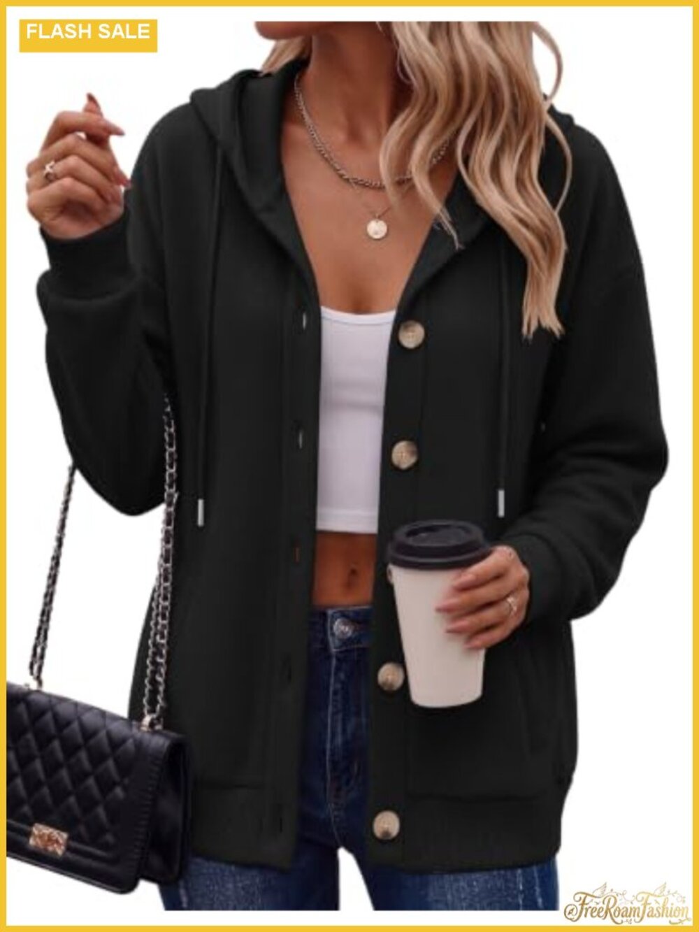 Zeagoo Women's Button Front Hoodie Oversized Fleece Sweatshirt with Pockets